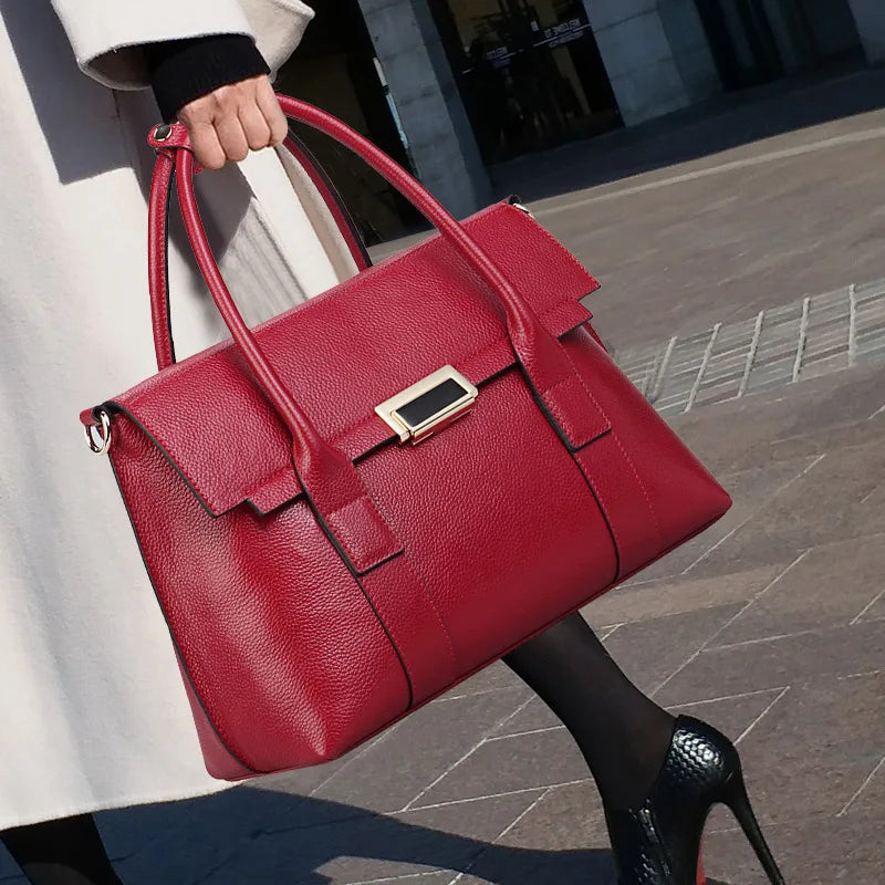 Portafolio de cuero genuino para mujer